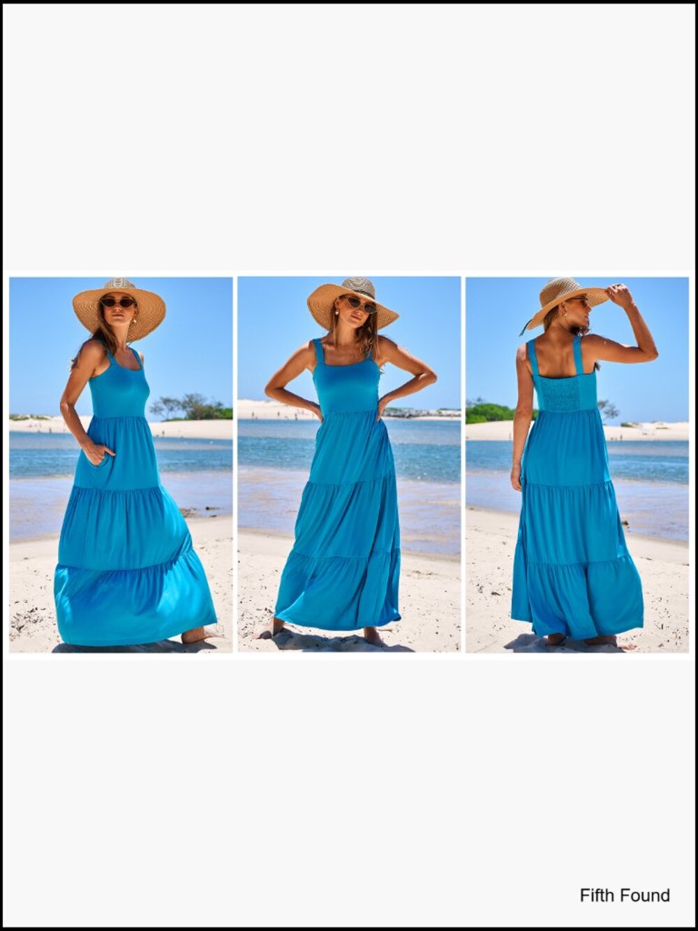 Sleeveless Square Neck Maxi Dress with Pockets Summer Casual Flowy - Picture 2 of 4